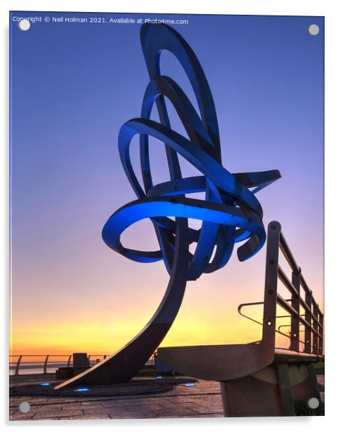 The Kitetail Sculpture at Aberavon Seafront  Acrylic by Neil Holman