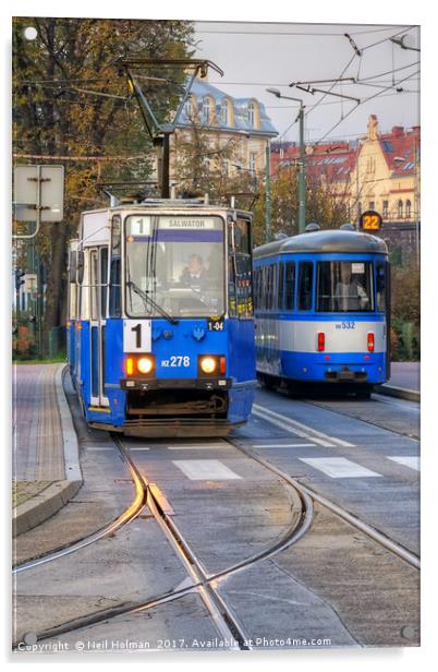 Kraków Trams  Acrylic by Neil Holman