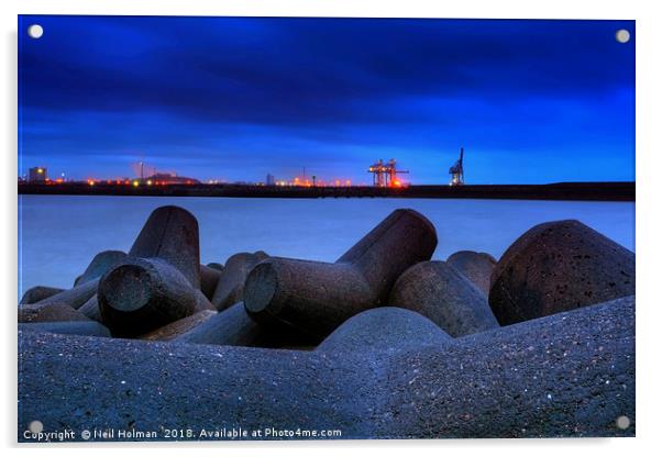 Port Talbot Steelworks Acrylic by Neil Holman