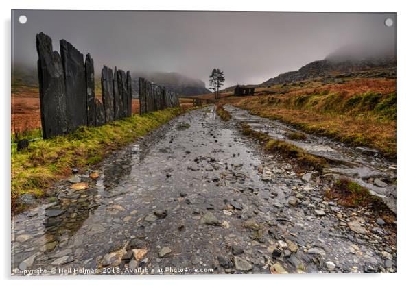 Cwmorthin Slate Fence, Snowdonia  Acrylic by Neil Holman