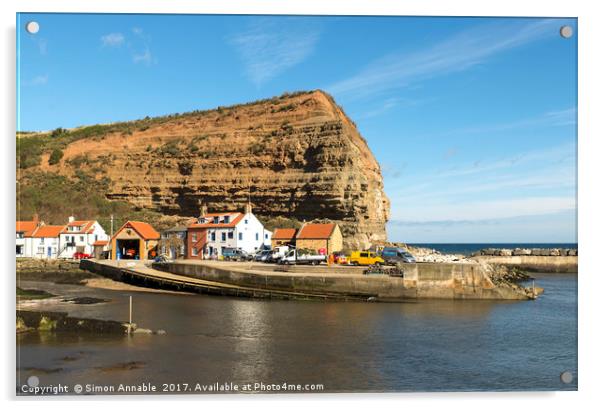 Staithes Harbour Acrylic by Simon Annable