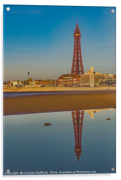 Reflective Tower Blackpool Acrylic by Caroline James
