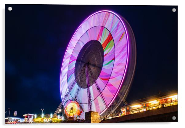 Ferris wheel Blackpool Central Pier Acrylic by Caroline James