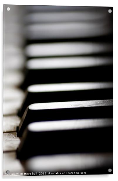 Old piano keys close up Acrylic by steve ball