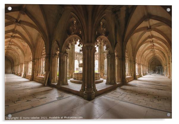 Archway of an old monastery. Cloisters of Batalha Monastery Acrylic by nuno valadas