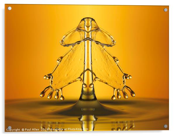 golden water drop symmetry Acrylic by Paul Allen