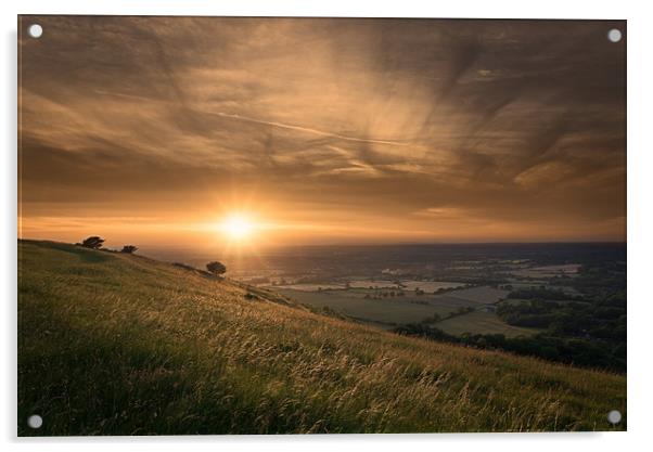 Ditchling Beacon Sunset Acrylic by Pablo Rodriguez