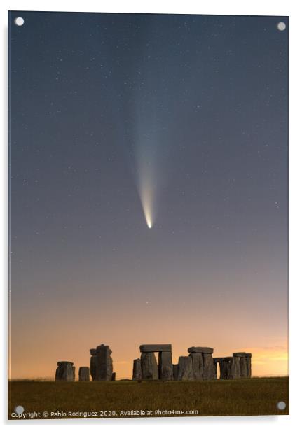 Comet Neowise over Stonehenge Acrylic by Pablo Rodriguez