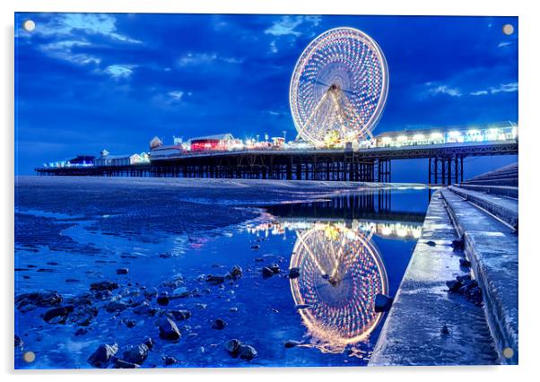 Central Pier Reflections Acrylic by Carl Blackburn