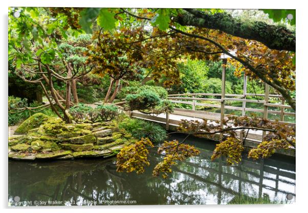 Japanese garden Acrylic by Joy Walker