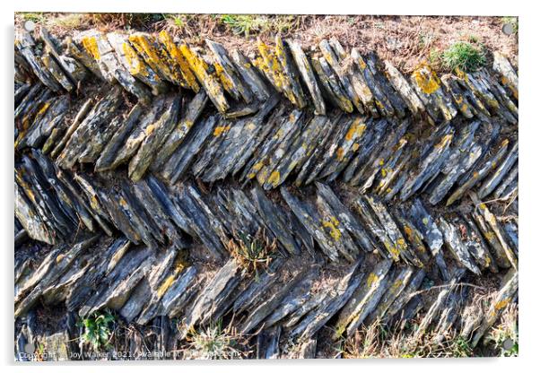 Dry stone wall in Cornwall, England, UK Acrylic by Joy Walker