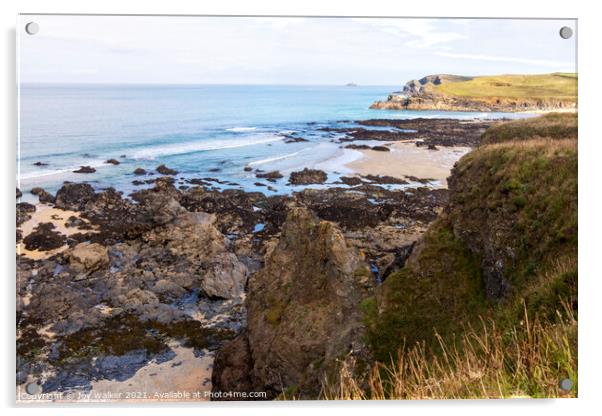 A view along the Cornish coast  Acrylic by Joy Walker