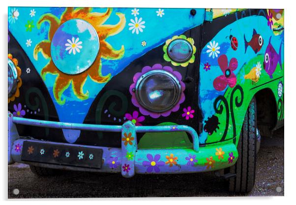 The bonnet of a 1960's camper van Acrylic by Joy Walker