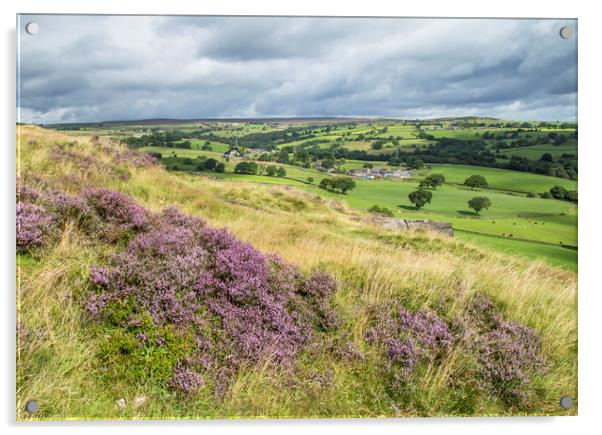Purple heather on Baildon Moor in Yorkshire.  Acrylic by Ros Crosland