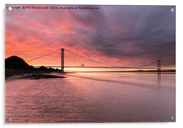 Humber Bridge Dawn, Hull Acrylic by Phil MacDonald