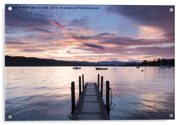 Sunset Jetty, Windermere in the UK Lake District Acrylic by Phil MacDonald