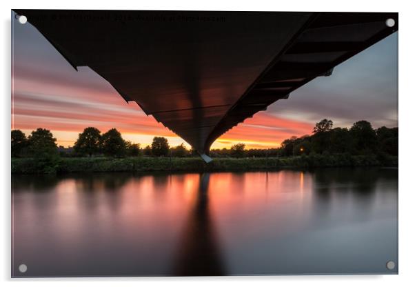 Deep Red Sunset at York Millennium Bridge Acrylic by Phil MacDonald