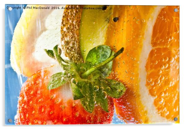 A strawberry, orange, kiwi and lemon cocktail Acrylic by Phil MacDonald