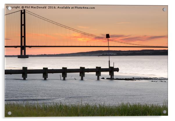 Humber Bridge Sunset, Hull Acrylic by Phil MacDonald