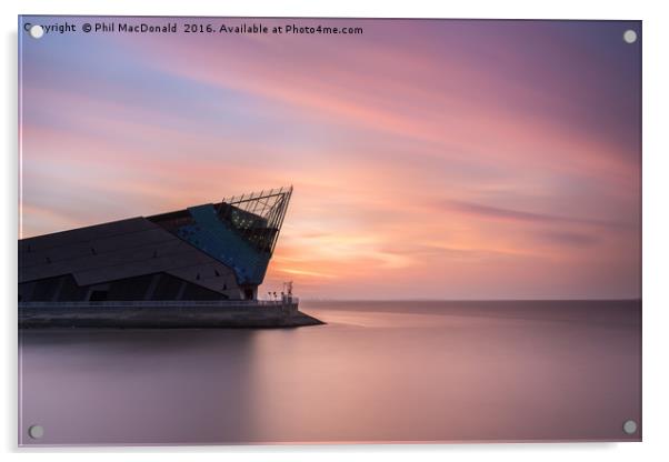 The Deep in Hull, Sunrise on the Humber Acrylic by Phil MacDonald
