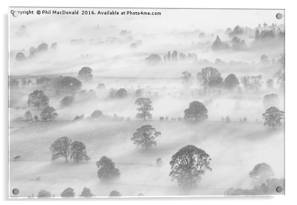Knitting Fog, Latrigg in the UK Lake District (B&W Acrylic by Phil MacDonald