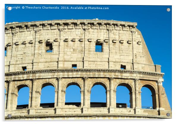 Rome Italy Colosseum upper arches. Acrylic by Theocharis Charitonidis