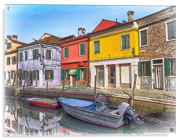 Blue Boat Burano - Venice Acrylic by Philip Openshaw