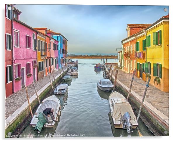 Burano - Canal to the sea Acrylic by Philip Openshaw