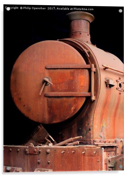 old rusting locomotive  Acrylic by Philip Openshaw