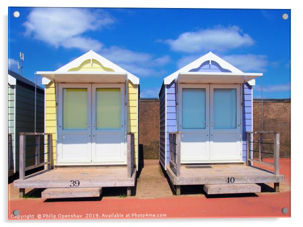 summer beach huts and sunshine Acrylic by Philip Openshaw