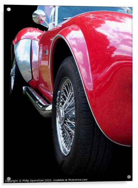 Red Vintage AC Cobra Sports Car  Acrylic by Philip Openshaw