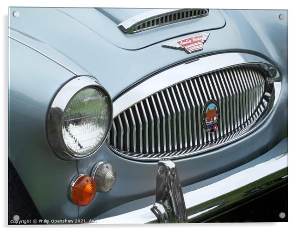 Blue Austin Healey 3000 Sports car Acrylic by Philip Openshaw