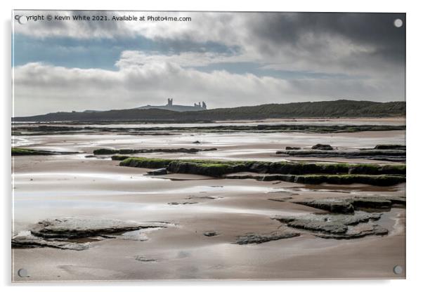Dunstanburgh castle from Embleton beach Acrylic by Kevin White