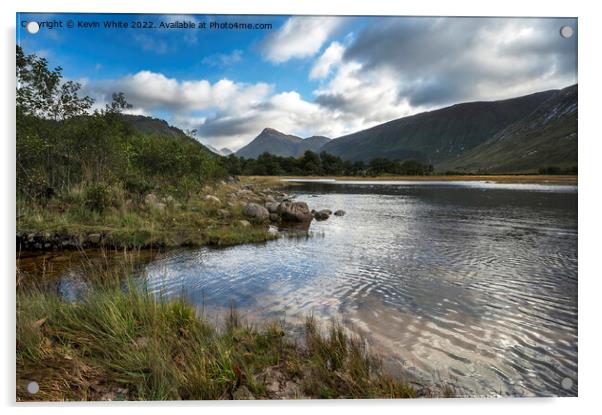 Glen Etive loch at end of road Acrylic by Kevin White