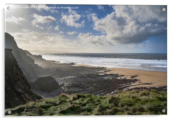 Sandymouth rugged coastline Acrylic by Kevin White