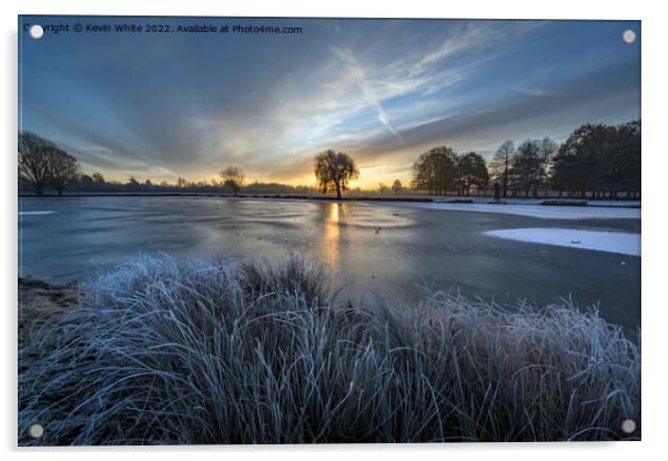 Rising sun over the blue frozen ice Acrylic by Kevin White