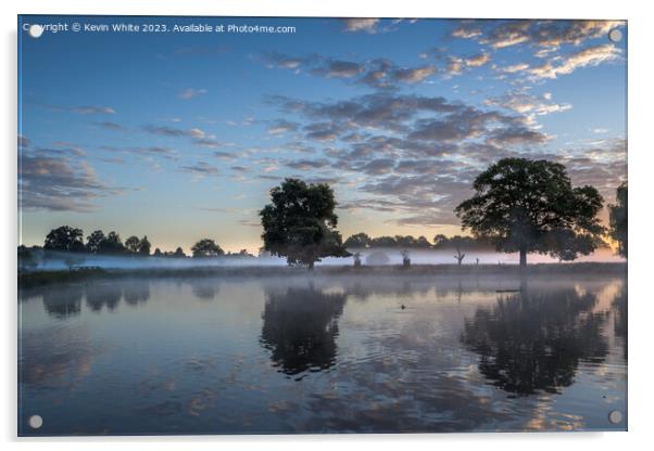 ghostly mist hovering over ponds at Bushy Park Acrylic by Kevin White