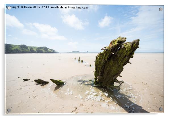 Helvetia wreck on Rhossili Bay Acrylic by Kevin White