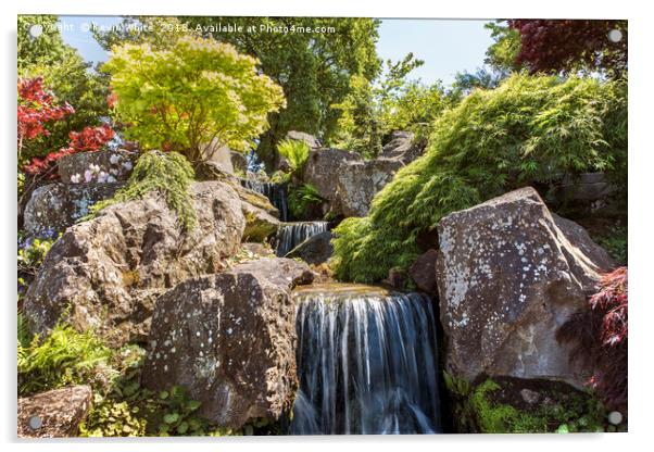 English garden waterfall Acrylic by Kevin White