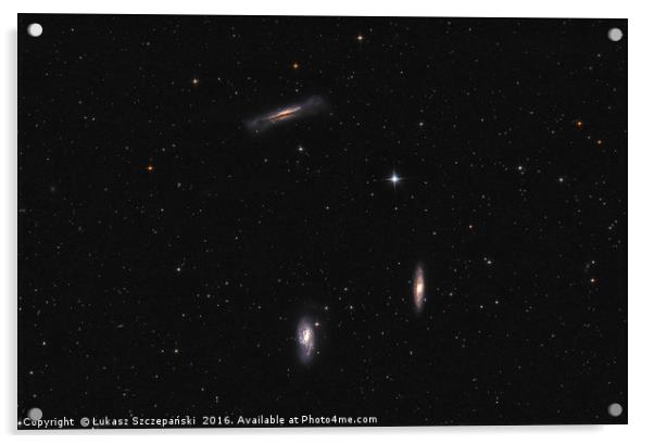 Deep space objects: three galaxies (Leo Triplet) Acrylic by Łukasz Szczepański