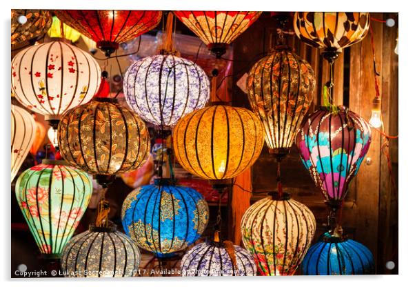 Colorful traditional Vietnam lanterns Acrylic by Łukasz Szczepański