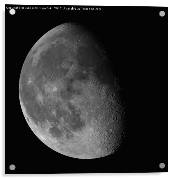 Waning Gibbous Moon isolated on black background Acrylic by Łukasz Szczepański
