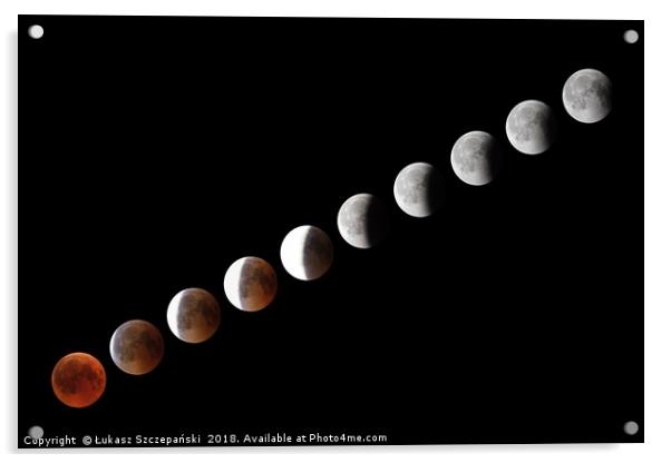 Phases of full eclipse of the Moon Acrylic by Łukasz Szczepański