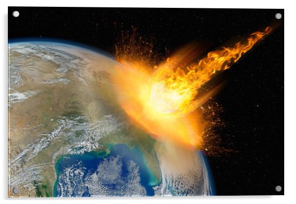 Dangerous asteroid hits planet Earth Acrylic by Łukasz Szczepański