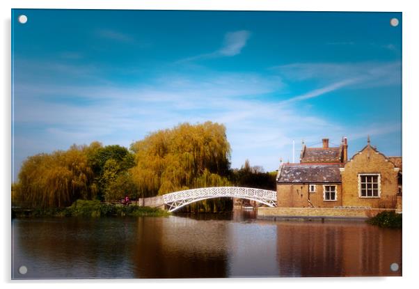 Chinese Bridge at Godmanchester Acrylic by Linda Cooke