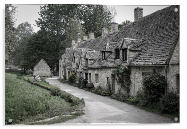 Arlington Row at Bibury in the Cotswolds Acrylic by Linda Cooke