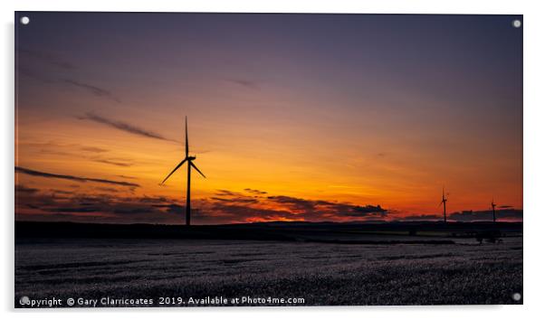 A Northumberland Windfarm Acrylic by Gary Clarricoates