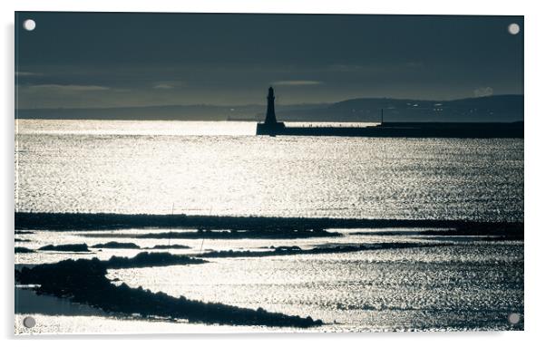 Roker Lighthouse in Liquid Metal Acrylic by Gary Clarricoates