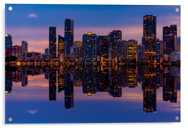 Miami City Downtown district buildings at sunset Acrylic by Alan Hill
