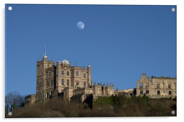 Bolsover Castle: Moonrise over the Keep Acrylic by Michael Milnes